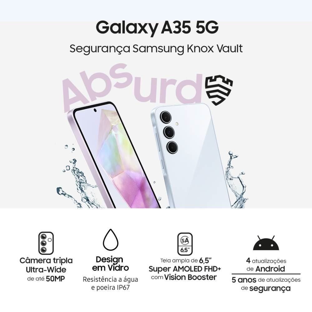 Celular Smartphone Galaxy A35 5G Octacore 8Gb Ram 256Gb - Azul Claro