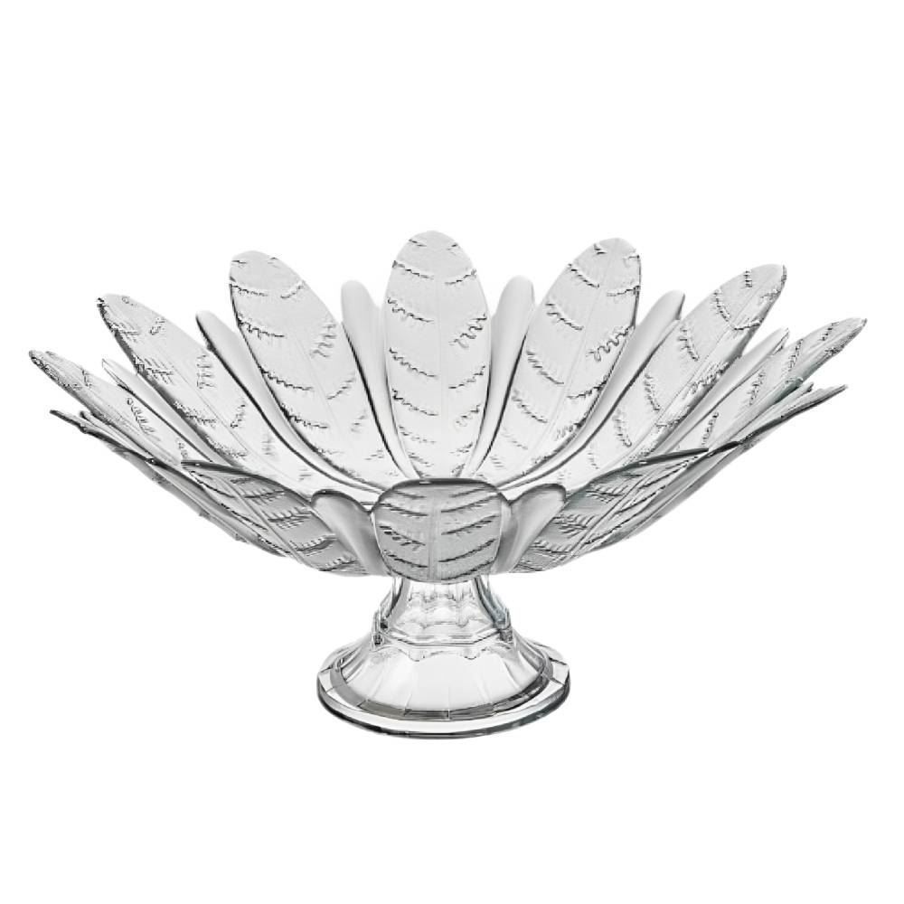 Centro De Mesa Com Pé Folhas Vitazza 39Cm - Transparente