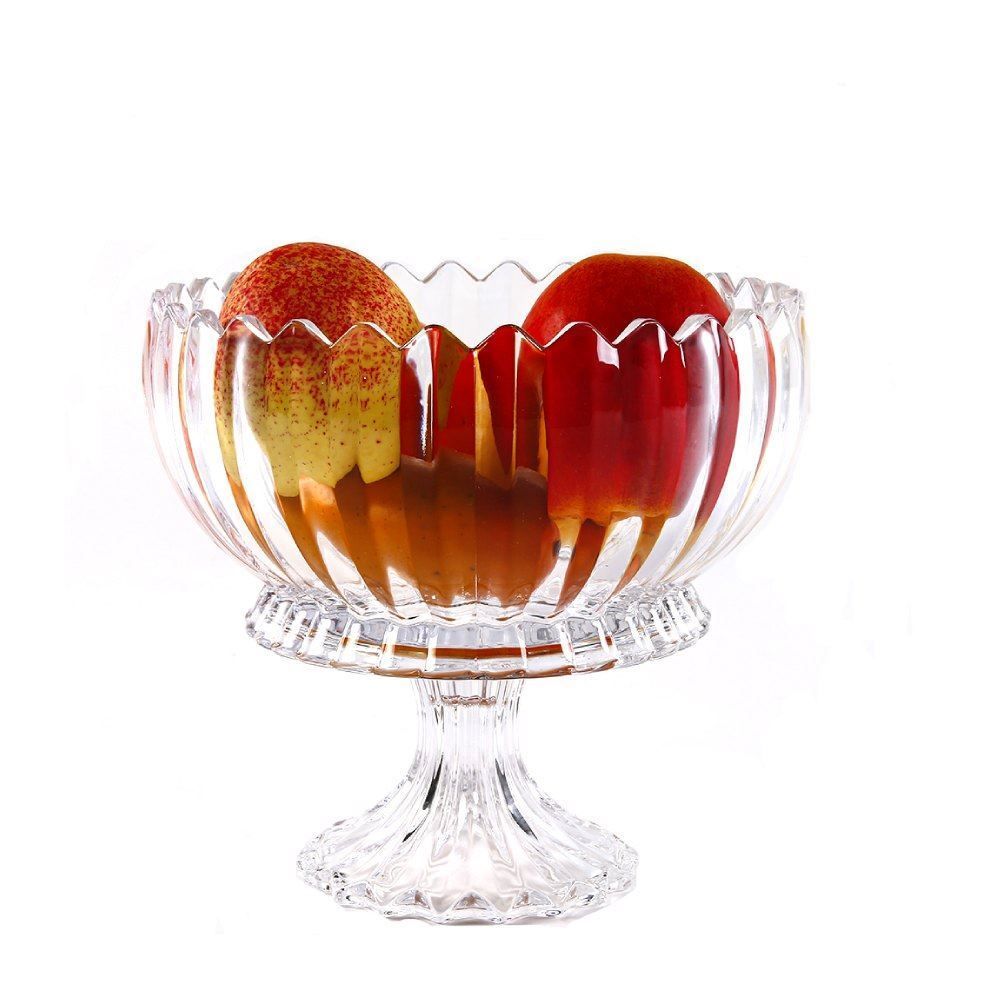 Centro De Mesa Com Pé Geneva Wolff 23,5Cm - Transparente