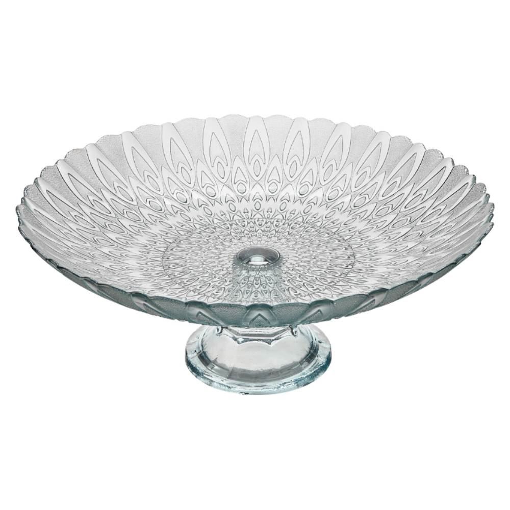 Centro De Mesa Com Pé Pluma Vitazza 38Cm - Transparente 