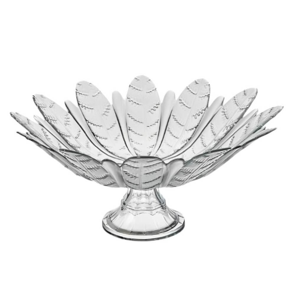 Centro de Mesa Folhas com Pé 39Cm Vitazza - Transparente