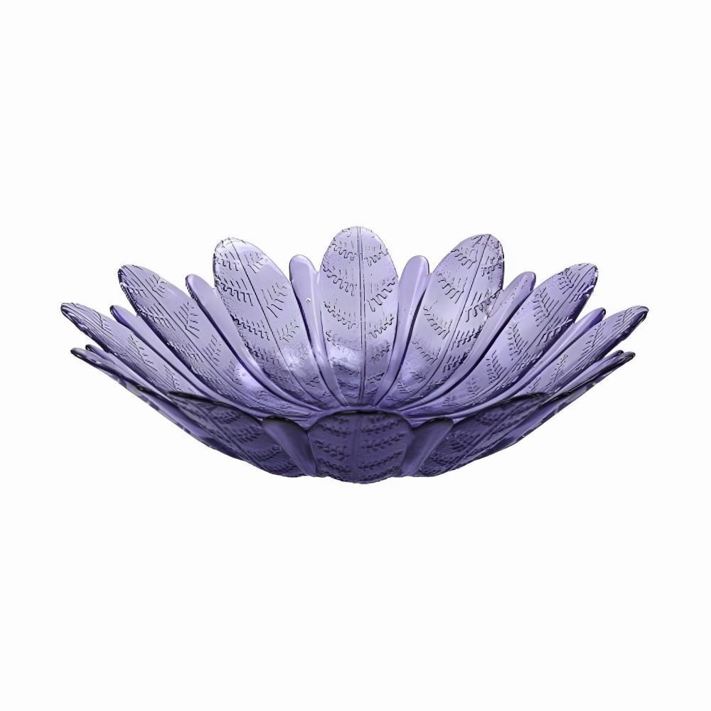 Centro De Mesa Vidro Folhas Vitazza Lavanda - 39cm