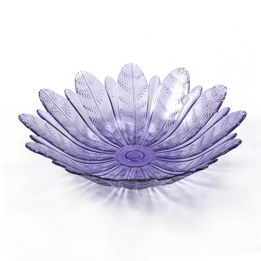 Centro De Mesa Vidro Folhas Vitazza Lavanda - 39cm