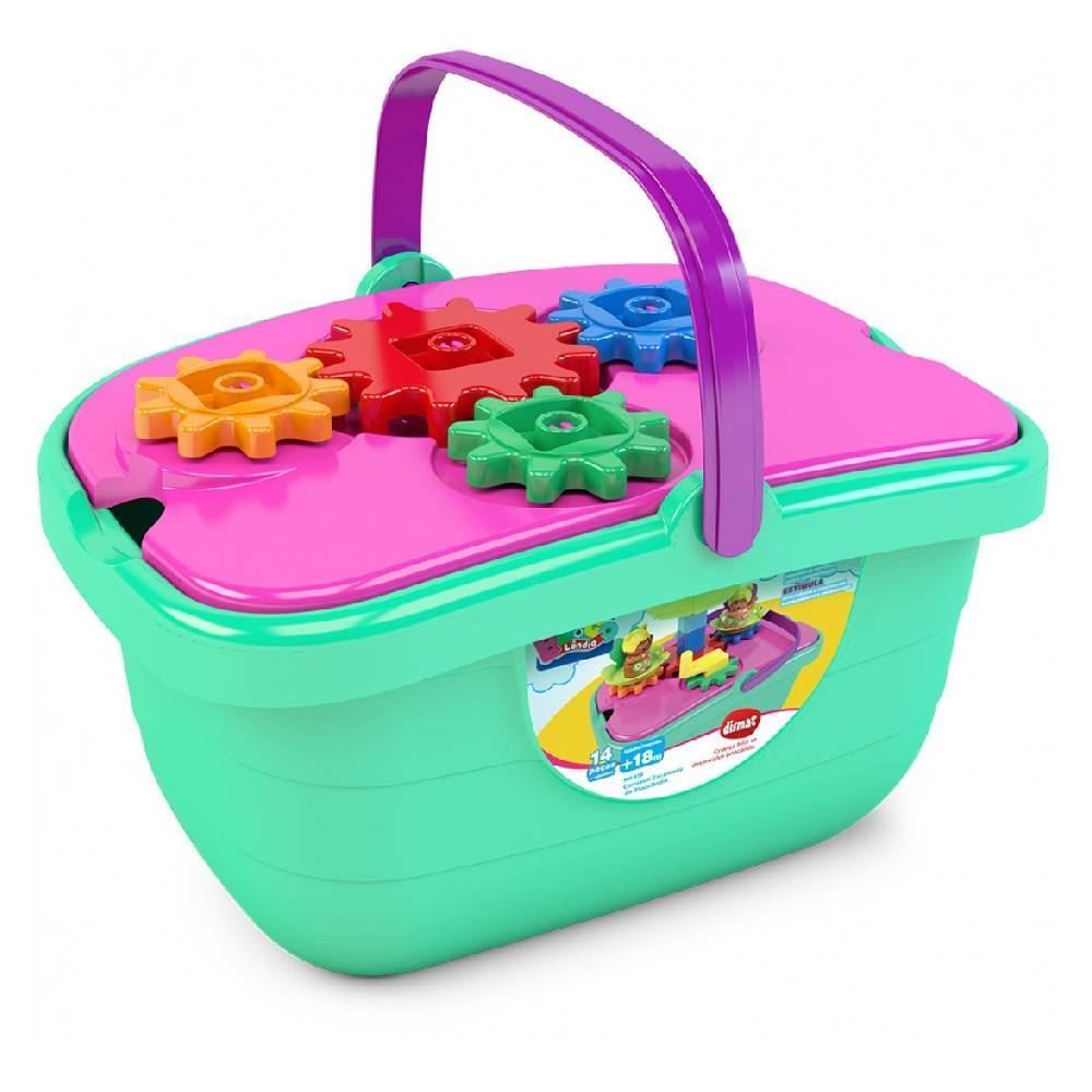 Cesta Blocos De Montar Carrossel Encantado Dismat   - MK418 