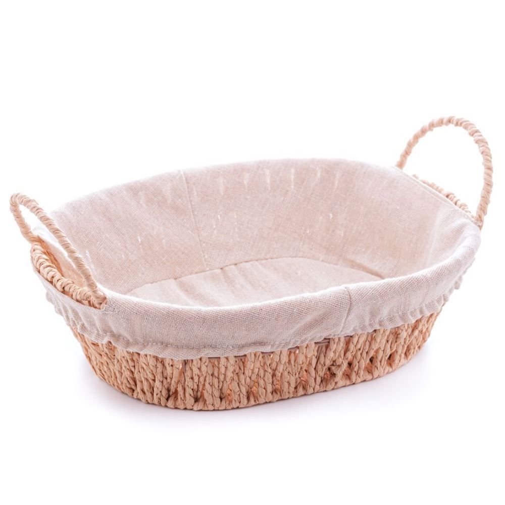 Cesta De Pão Oval Com Alças Tecido Natural Wolff - 27cm