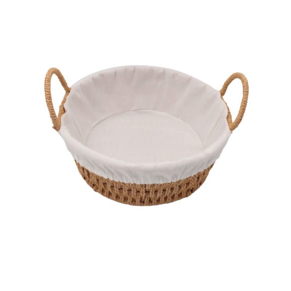 Cesta De Pão Redonda Com Alça Havan Casa 23Cm - Tecido Natural