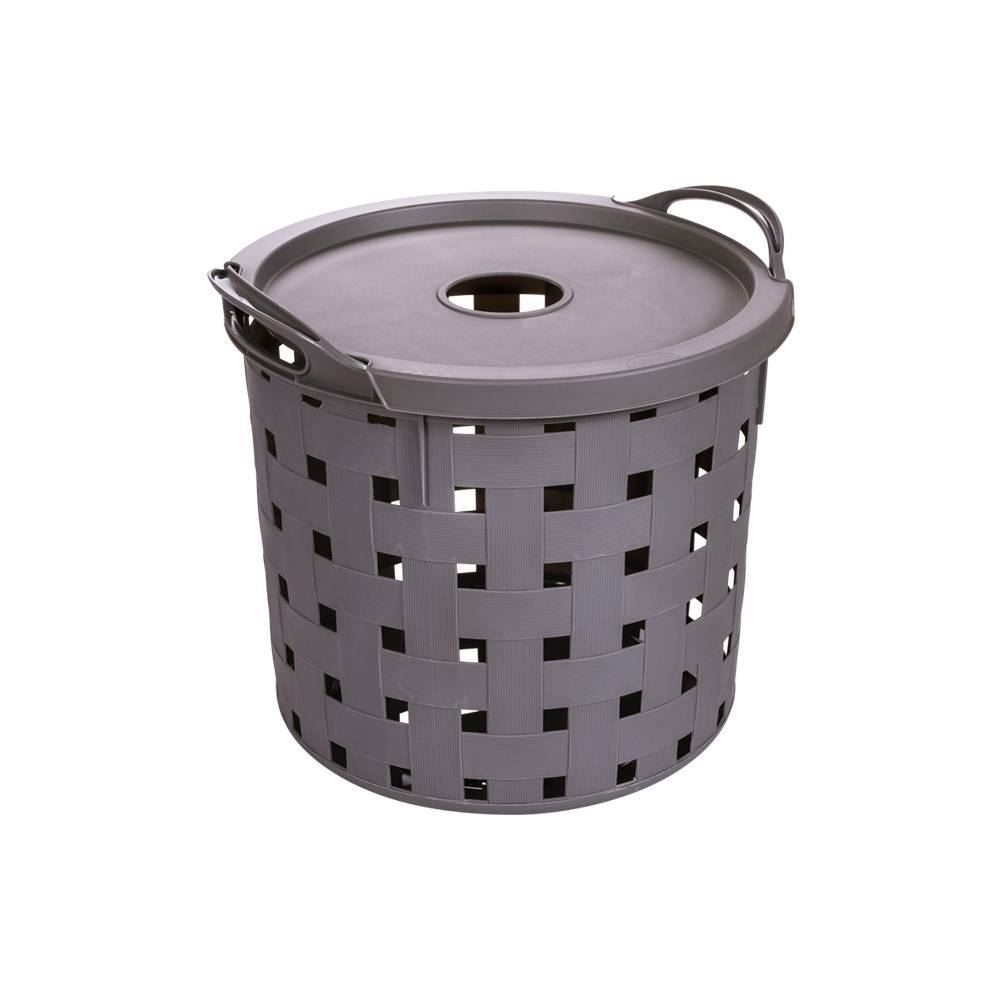 Cesto de Roupas com Tampa Fita Plasútil 19 Litros - Cinza