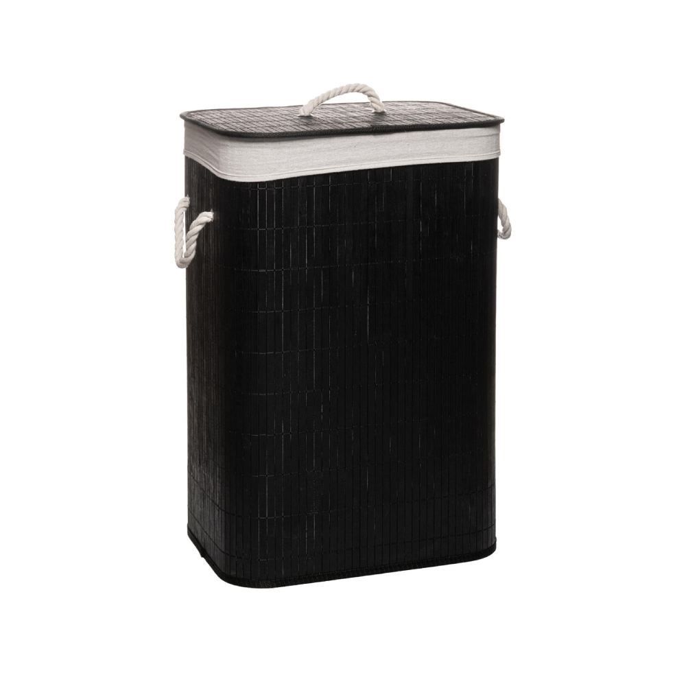 Cesto De Roupas De Bambu Com Tampa  Lyor - Preto