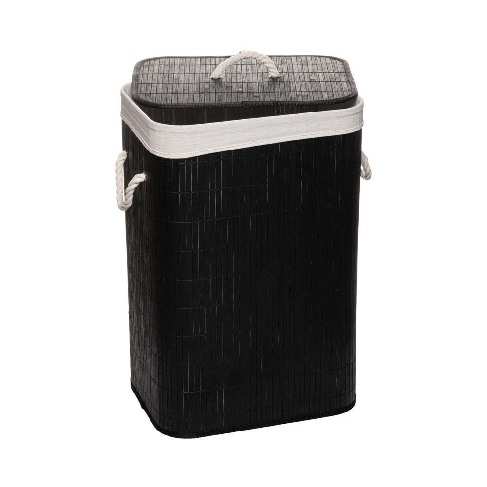 Cesto De Roupas De Bambu Com Tampa  Lyor - Preto