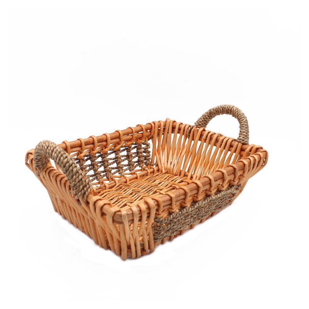 Cesto Retangular Com Alça Vime Havan Casa 36 Cm - Natural