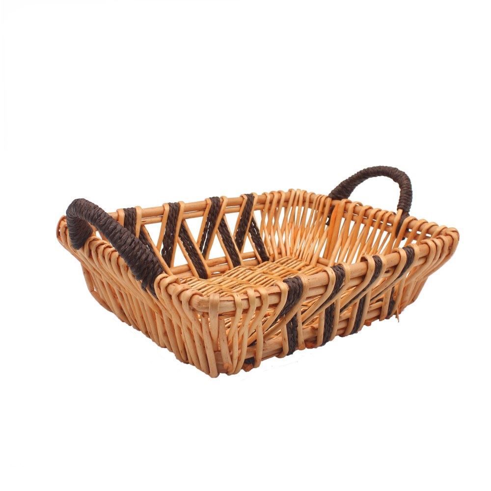 Cesto Retangular Com Alça Vime Havan Casa 37 Cm - Marrom