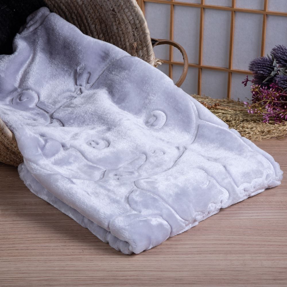 Cobertor De Bebê 100% Poliéster Alto Relevo Yoyo - Elefante Cinza