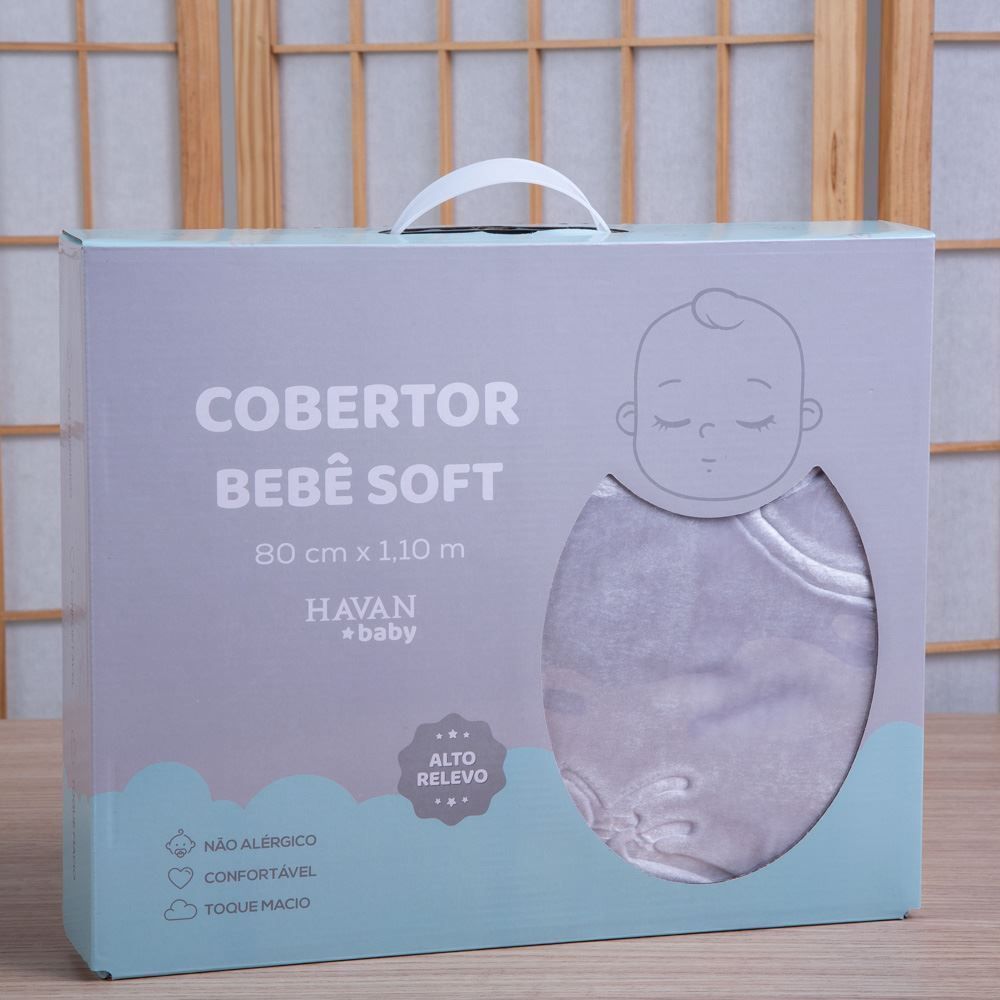 Cobertor De Bebê 100% Poliéster Alto Relevo Yoyo - Elefante Cinza