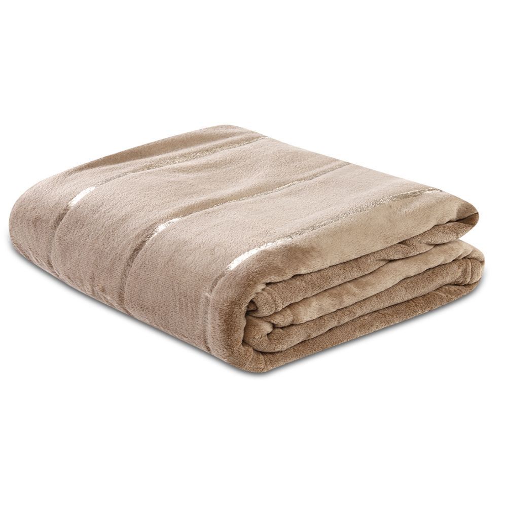 Cobertor Casal 100% Poliéster Elegance Stripe Havan Casa  - Bege 