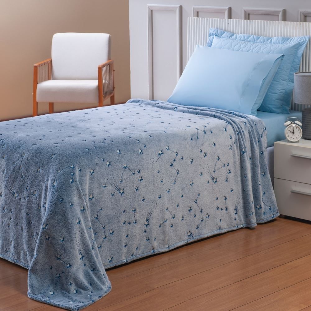 Cobertor Infantil Mágico Encantos Brilha No Escuro - Azul Sky