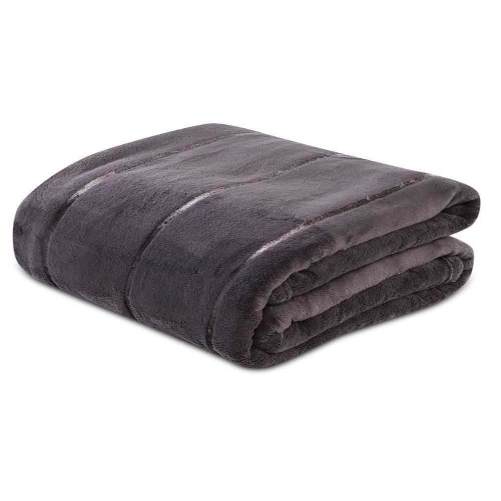 Cobertor King 100% Poliéster Elegance Stripe Havan Casa - Cinza Urbano