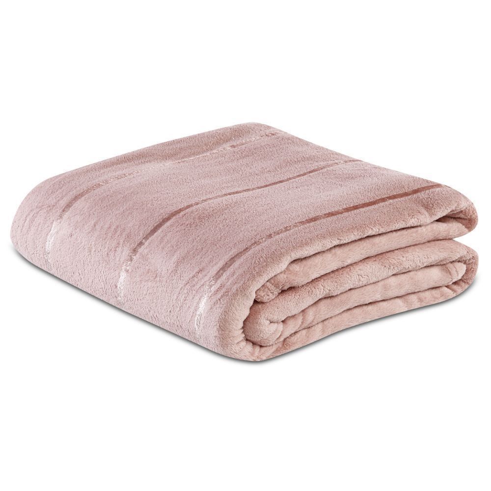 Cobertor Queen 100% Poliéster Elegance Stripe Havan Casa - Rosa Pálido 