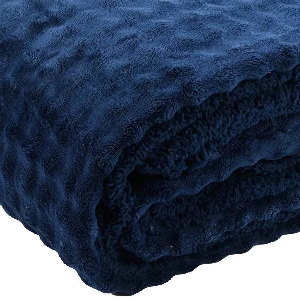 Cobertor Queen Requinte Color Sherpa Havan Casa - Midnight Blue