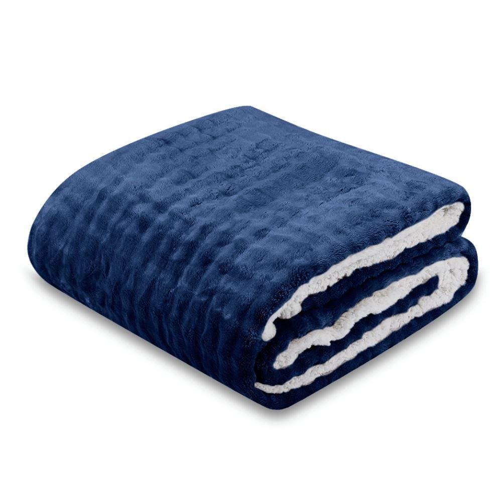 Cobertor Queen Requinte Sherpa Havan Casa - Midnight Blue
