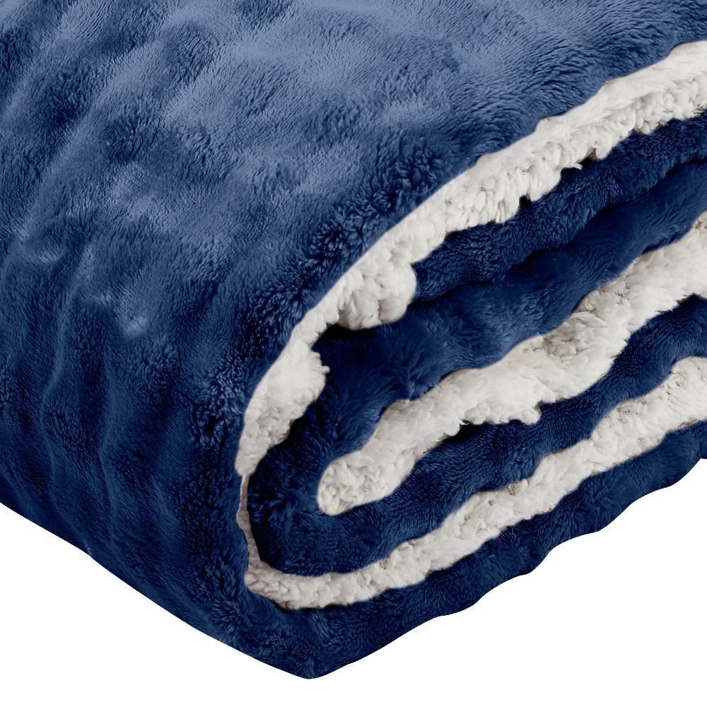 Cobertor Queen Requinte Sherpa Havan Casa - Midnight Blue