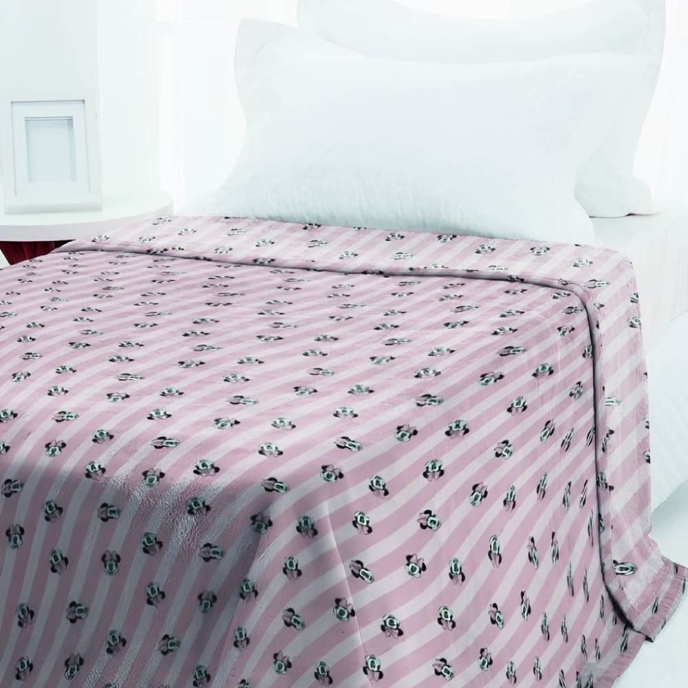 Cobertor Solteiro Infantil 100% Poliéster Disney - Minnie Listras