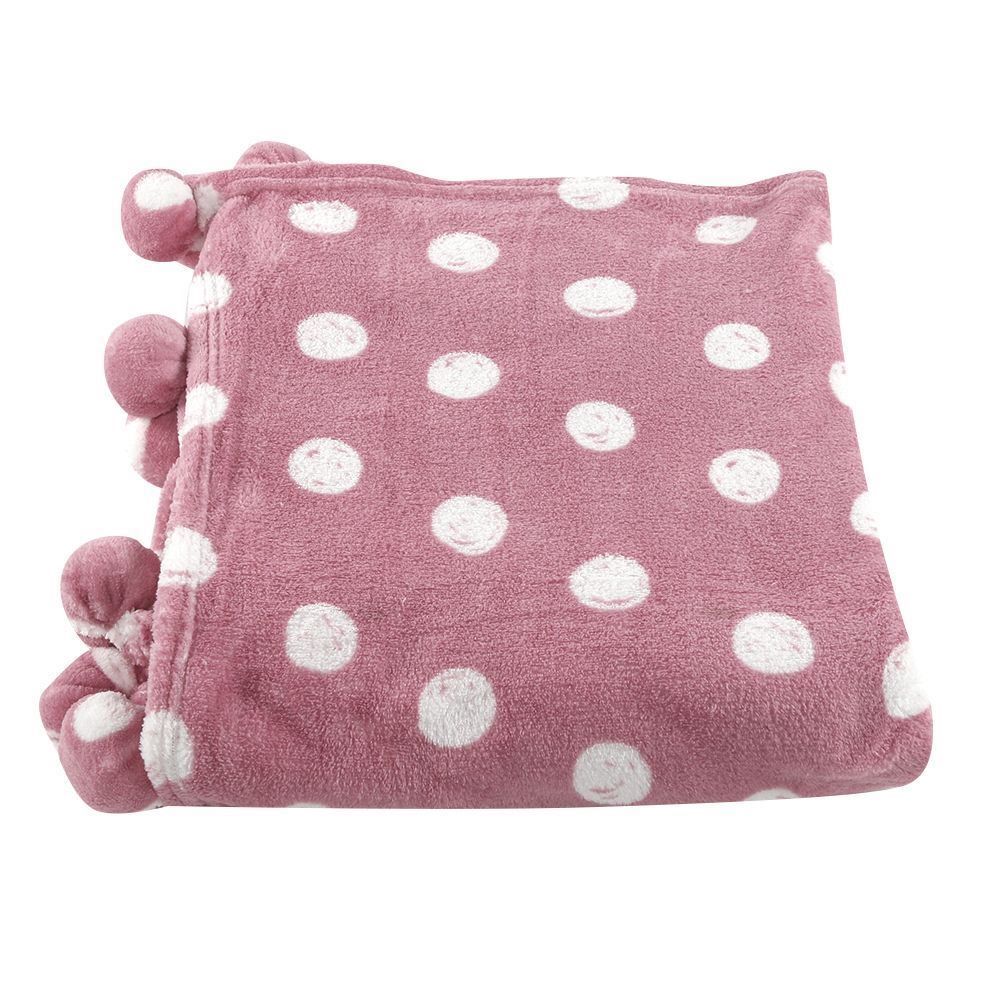 Cobertor Solteiro Infantil 100% Poliéster Pompom Havan Kids - Poa Rosa