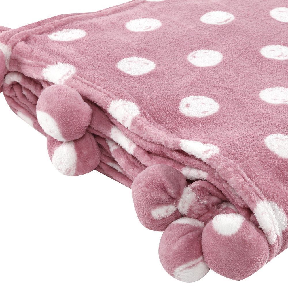 Cobertor Solteiro Infantil 100% Poliéster Pompom Havan Kids - Poa Rosa