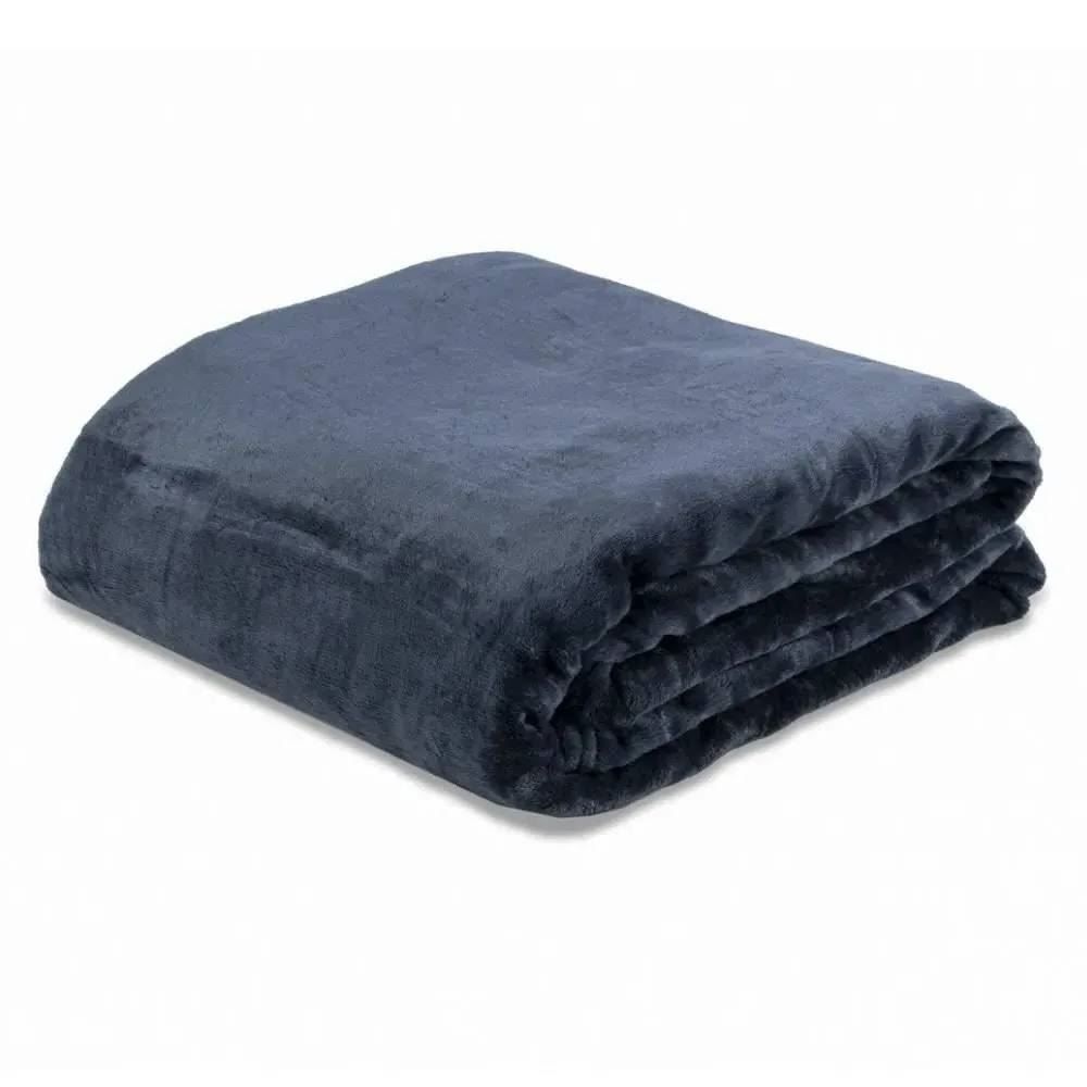 Cobertor Solteiro Microfibra Velour Clássico Camesa - Azul Marinho