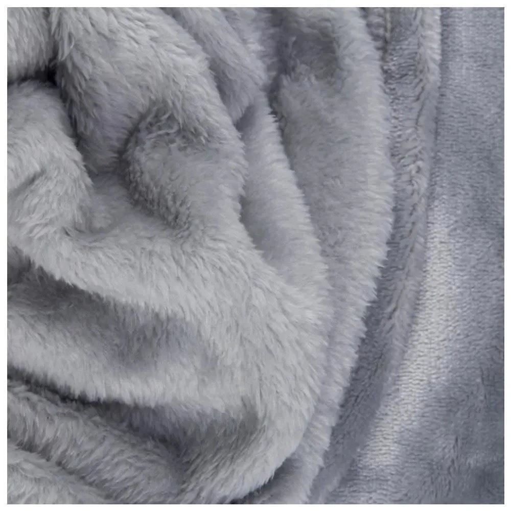 Cobertor Solteiro Microfibra Velour Clássico Camesa - Cinza Claro