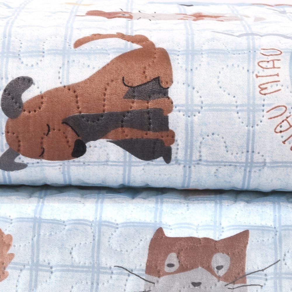 Kit Colcha Solteiro Dupla Face Matelado Havan Kids 2 Pçs - Pets Azul