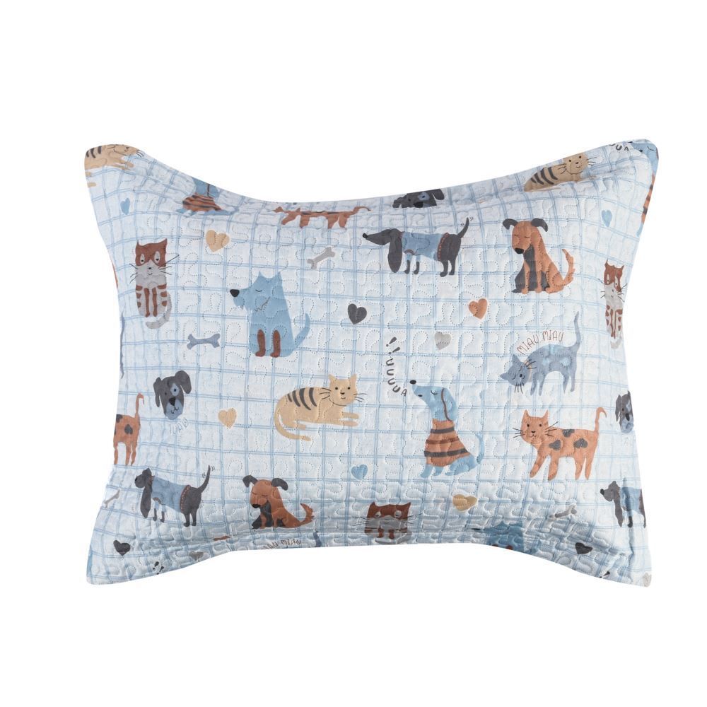 Kit Colcha Solteiro Dupla Face Matelado Havan Kids 2 Pçs - Pets Azul