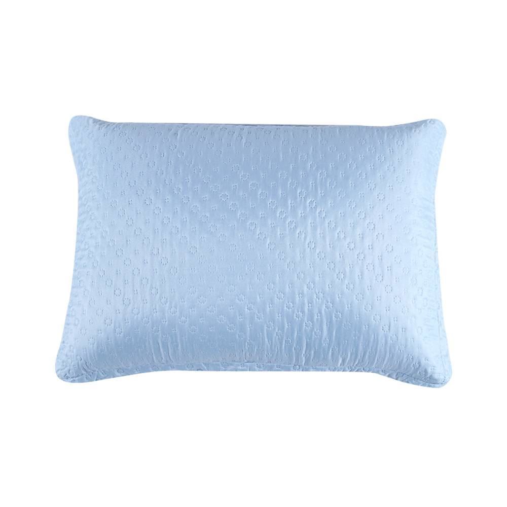 Kit Colcha Casal 100% Poliéster Lisa Rozac 3 Pçs - Azul Névoa