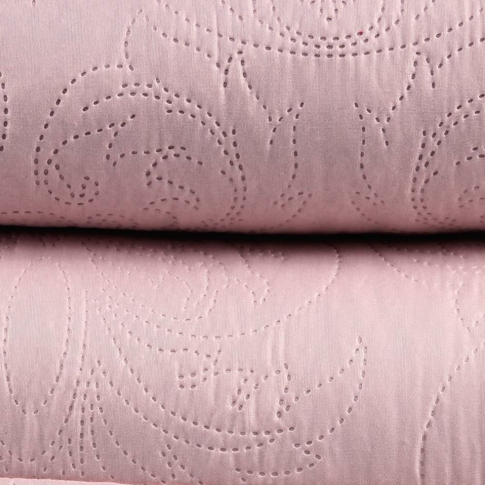 Kit Colcha Casal 100% Poliéster Lisa Rozac 3 Pçs - Rosa Pálido