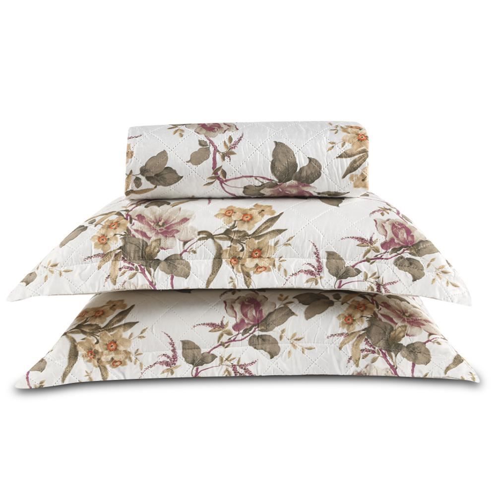 Kit Colcha King 100% Poliéster Havan Casa 3 Pçs - Augusta Bege Floral