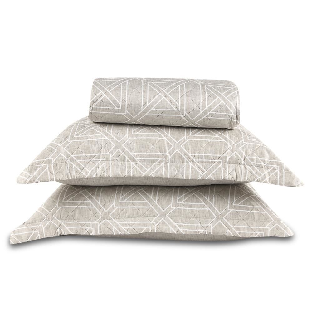 Kit Colcha King 100% Poliéster Havan Casa 3 Pçs - Colin Bege Geo