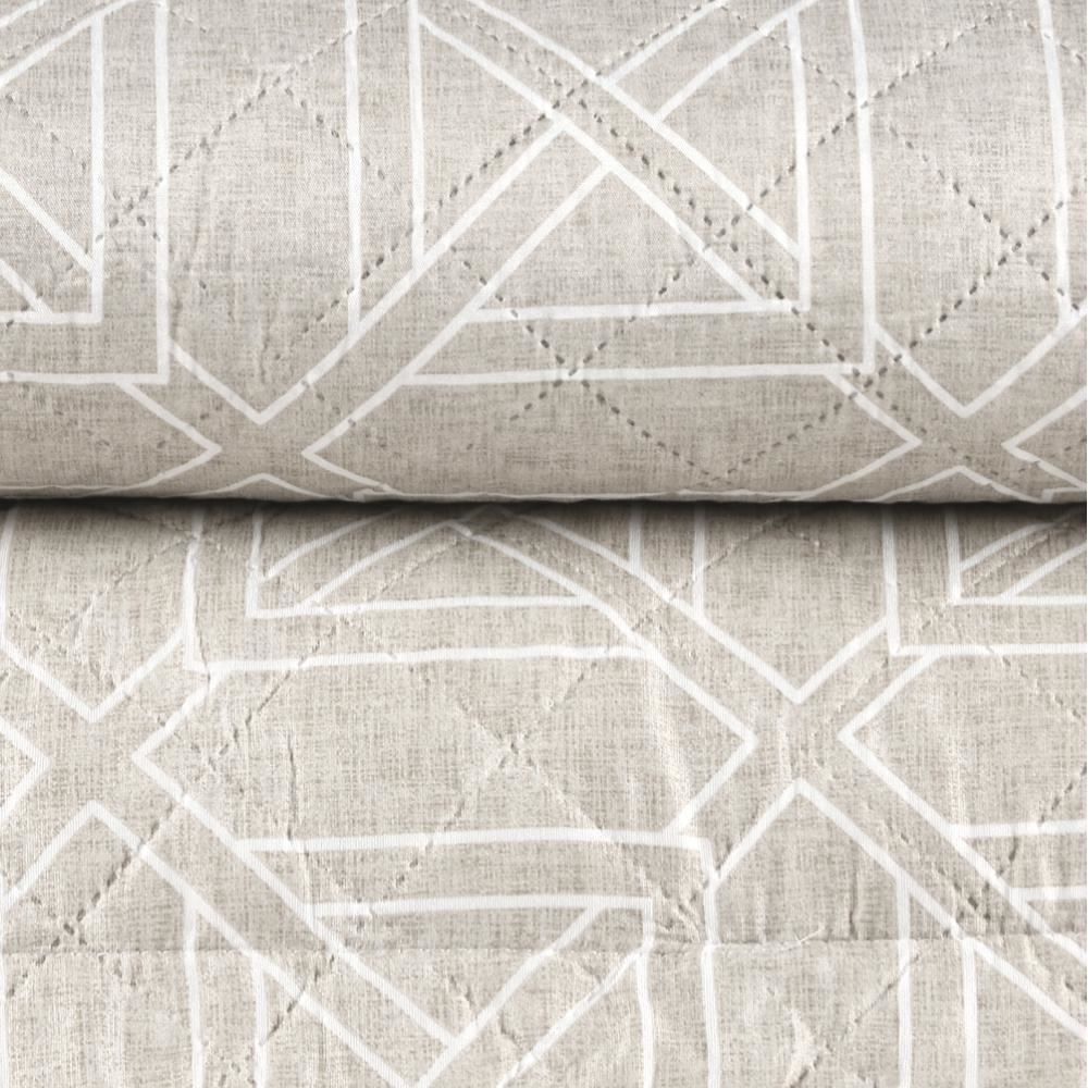 Kit Colcha King 100% Poliéster Havan Casa 3 Pçs - Colin Bege Geo