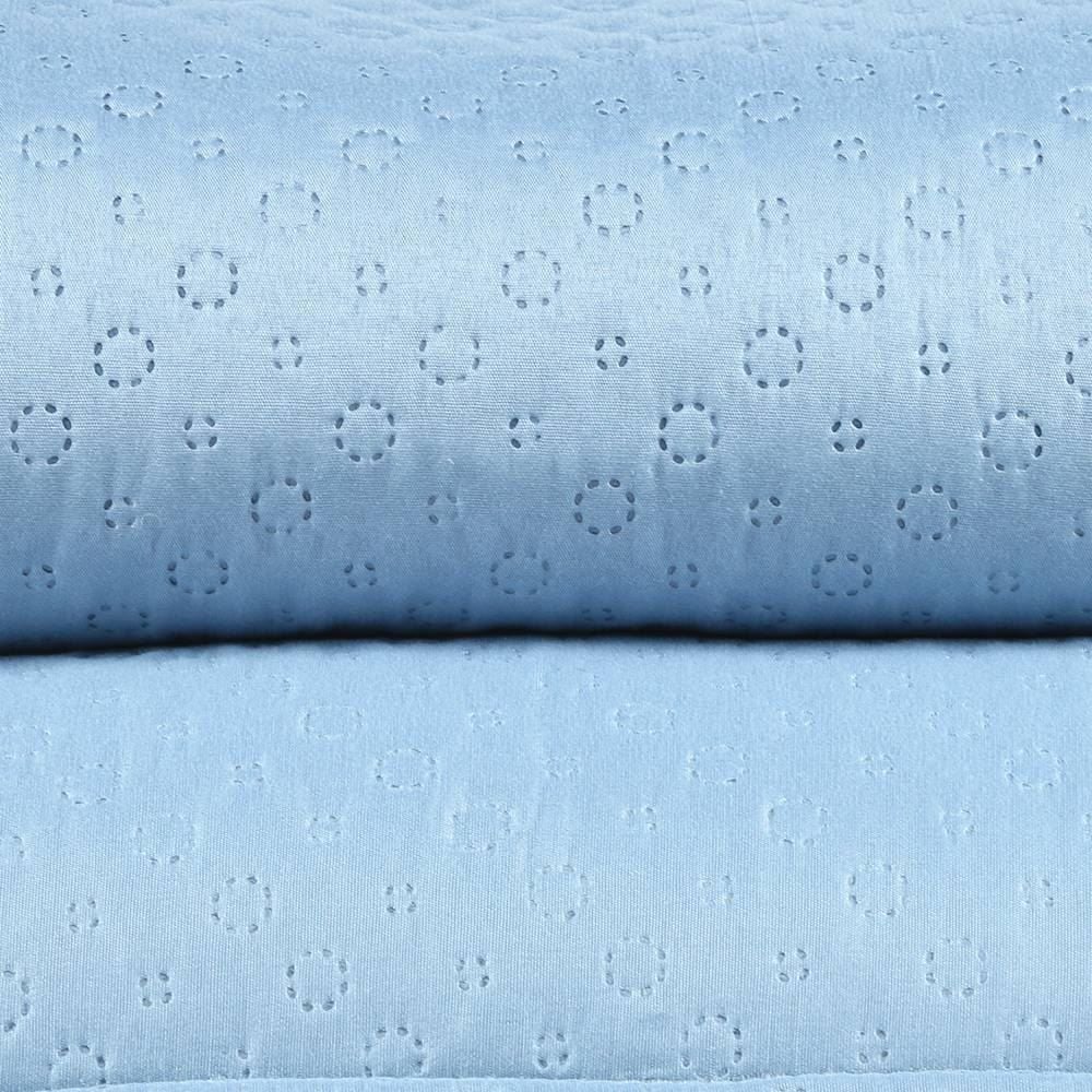 Kit Colcha King 100% Poliéster Lisa Rozac 3 Pçs - Azul Névoa