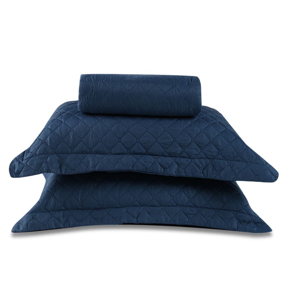 Kit Colcha Queen 100% Poliéster Lisa Versalhes Havan Casa 3 Pçs - Azul Jeans 