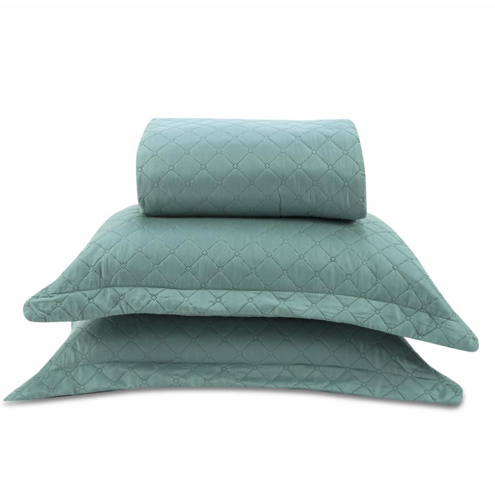 Kit Colcha Queen 100% Poliéster Lisa Versalhes Havan Casa 3 Pçs - Verde