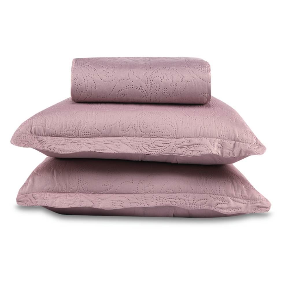 Kit Colcha Queen 100% Poliéster Lisa Rozac 3 Pçs - Violeta