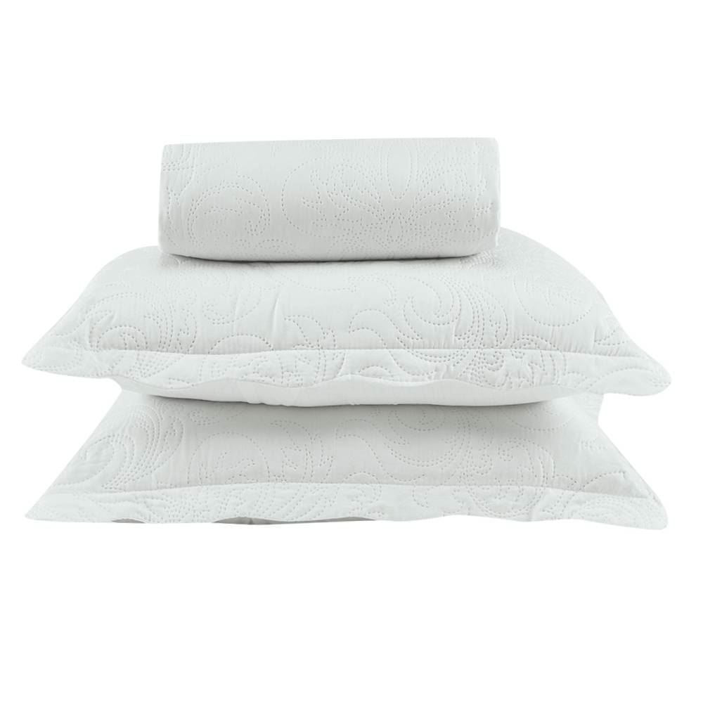 Kit Colcha Queen 100% Poliéster Lisa Rozac 3 Pçs - Branco