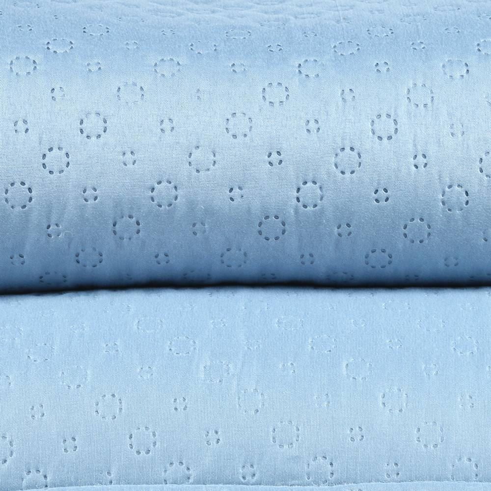 Kit Colcha Queen 100% Poliéster Lisa Rozac 3 Pçs - Azul Névoa