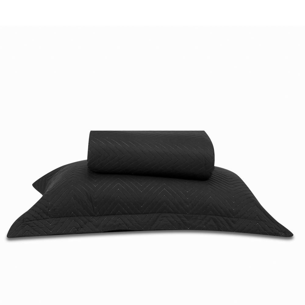 Kit Colcha Solteiro Dupla Face Lisa Havan Casa 2 Pçs - Preto