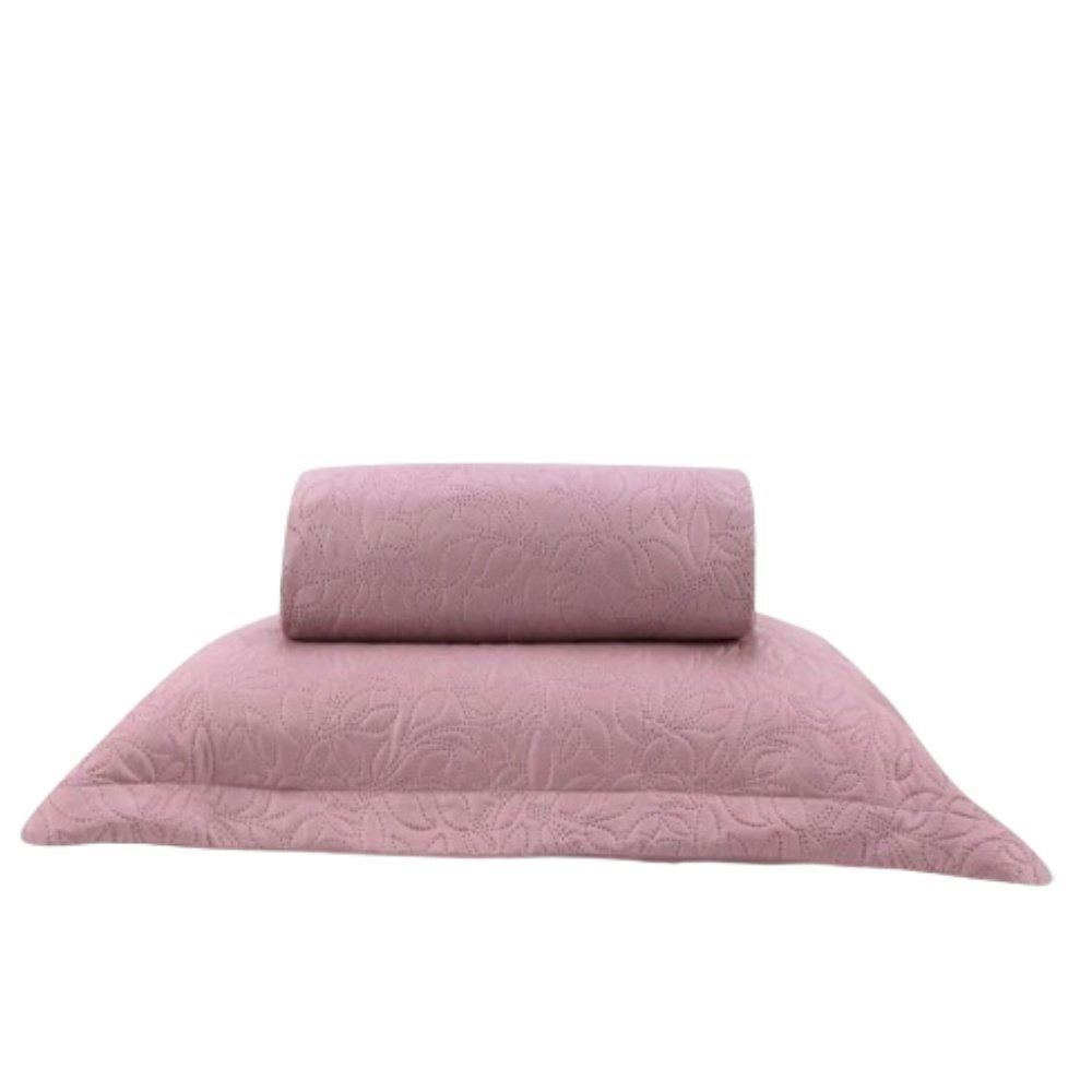 Kit Colcha Solteiro 100% Poliéster Versalhes Havan Casa 2 Pçs - Rosa Velho