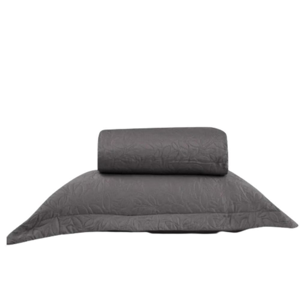 Kit Colcha Solteiro 100% Poliéster Versalhes Havan Casa 2 Pçs - Cinza Amianto