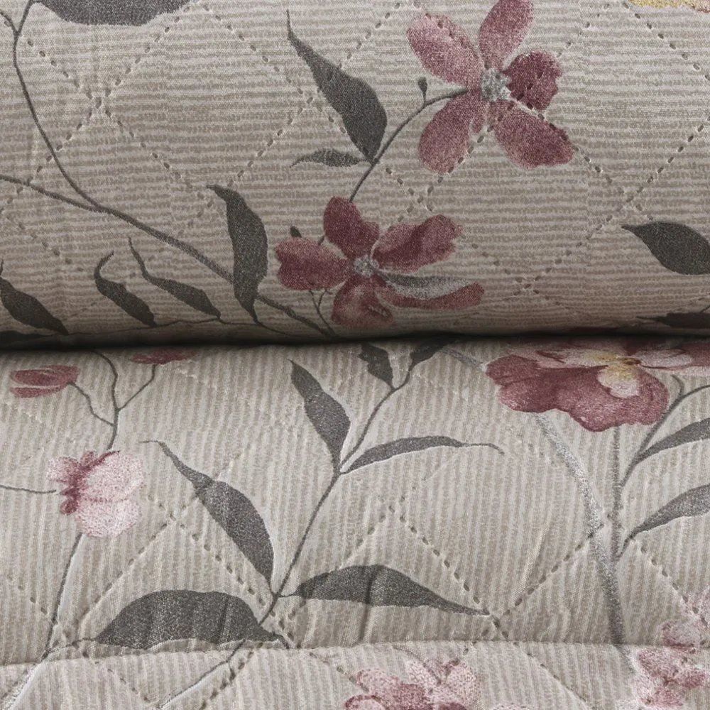 Kit Colcha Solteiro 150 Fios Havan Casa 2 Pçs - Penelope Rosa Floral 