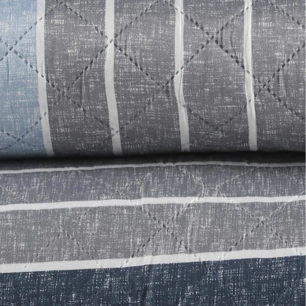 Kit Colcha Solteiro 150 Fios Havan Casa 2 Pçs - Ronnie Azul Listra