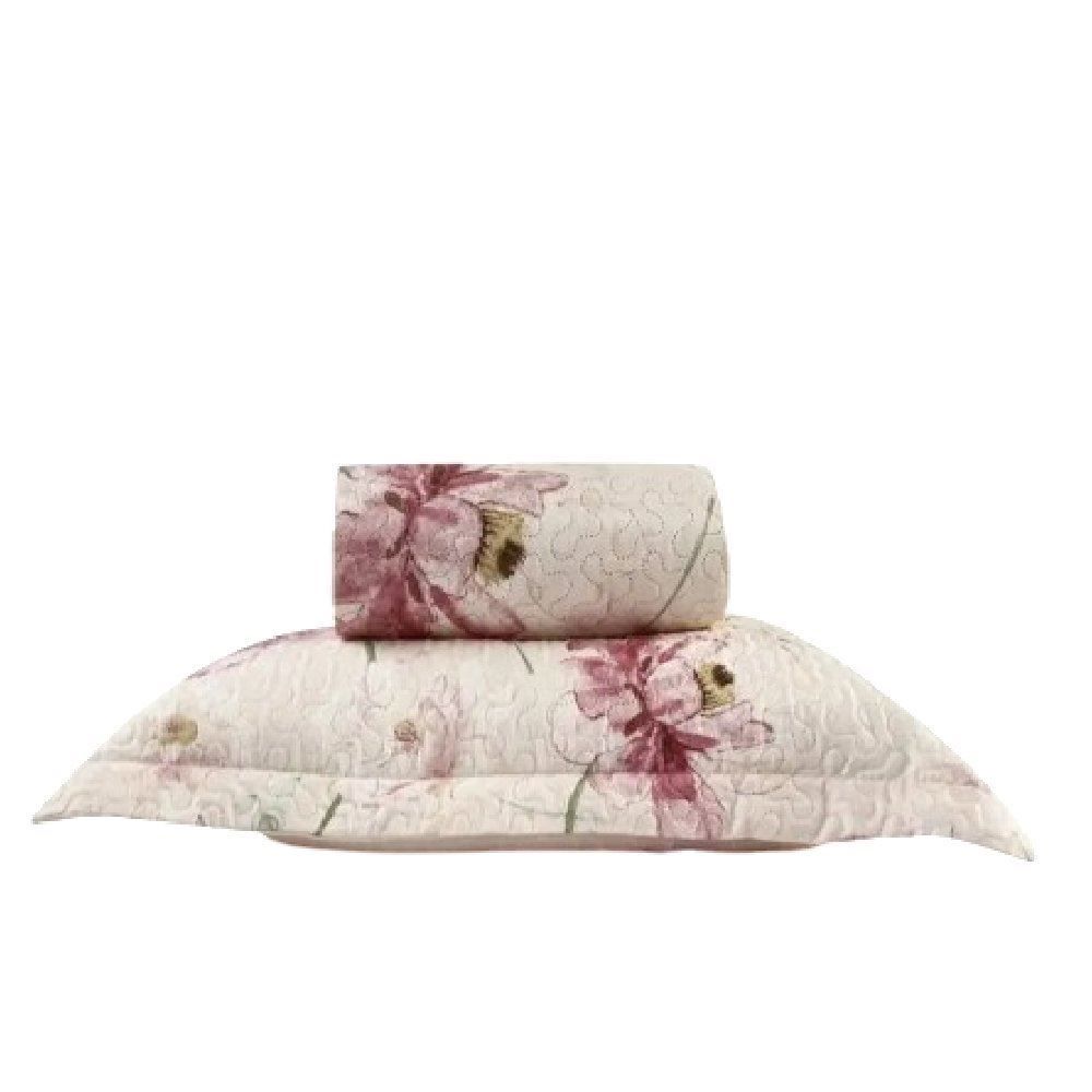 Kit Colcha Solteiro 150 Fios Havan Casa 2 Pçs - Idris Rosa Floral