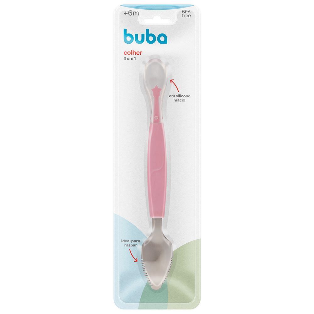 Colher 2 Em 1 Buba - ROSA