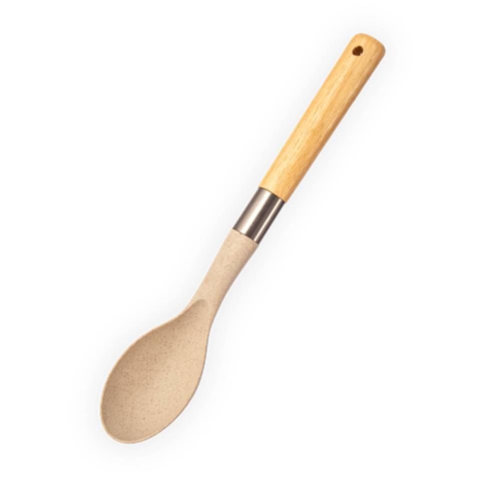 Colher De Fibra Natural Marfim Com Cabo De Madeira - Evo